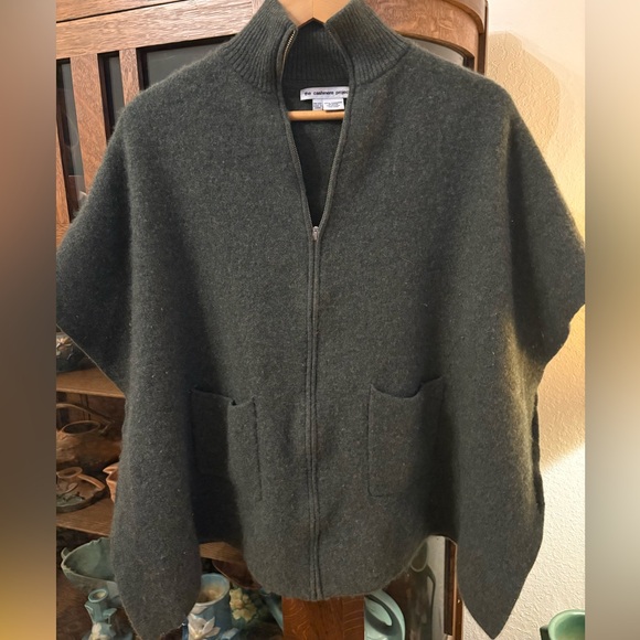 The Cashmere Project Front Zip Poncho Forest Green, One Size Fits All - Picture 12 of 15